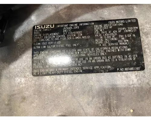 ISUZU 4HK1TC Engine Assembly