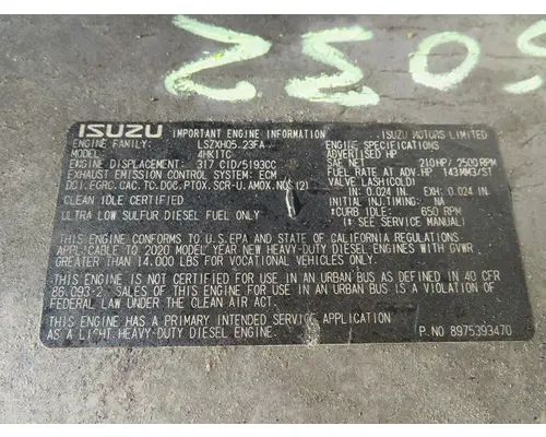 ISUZU 4HK1TC Engine Assembly