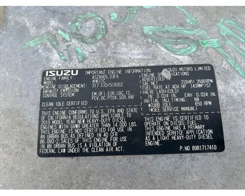 ISUZU 4HK1TC Engine Assembly