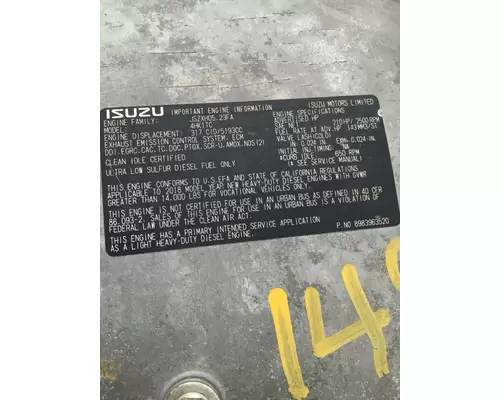 ISUZU 4HK1TC Engine Assembly