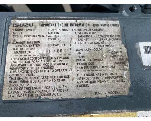 ISUZU 6HK1XN Engine Assembly