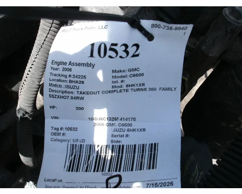ISUZU 6HK1XR Engine Assembly