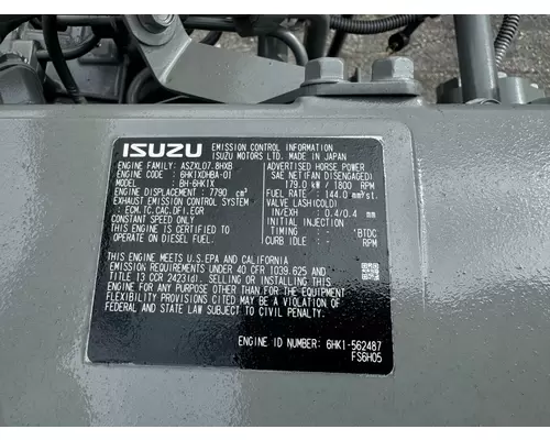 ISUZU 6HK1X Engine Assembly