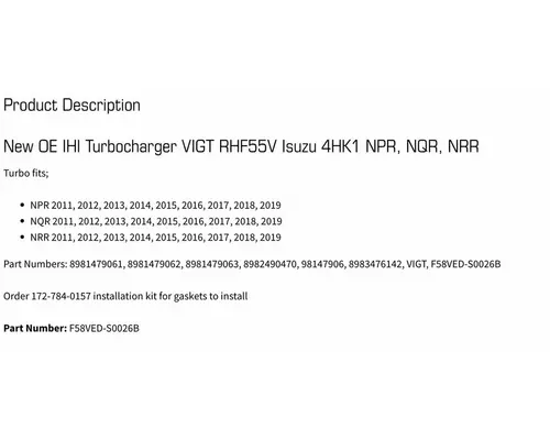 ISUZU  Turbocharger  Supercharger