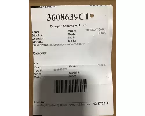 Bumper Assembly, Front INTERNATIONAL 3000 K &amp; R Truck Sales, Inc.
