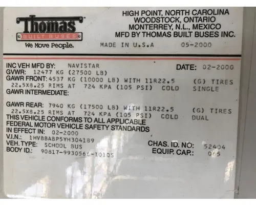 International 3800 Cab Assembly