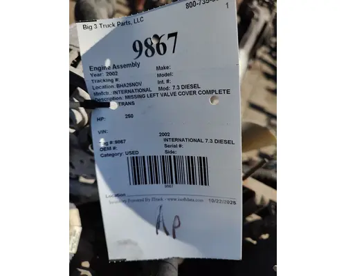 Engine Assembly INTERNATIONAL 7.3 DIESEL Big 3 Truck Parts, LLC