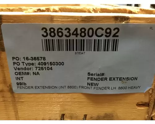 Fender Extension INTERNATIONAL 8600 Marshfield Transportation Products