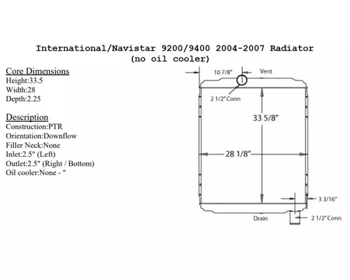 Radiator INTERNATIONAL 8600i Frontier Truck Parts