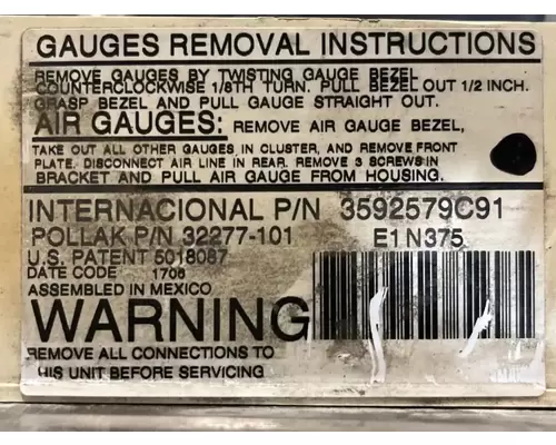 International 9200I Instrument Cluster