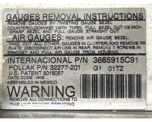 International 9200I Instrument Cluster