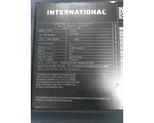 Engine Assembly INTERNATIONAL A26  EPA 17 LKQ Wholesale Truck Parts
