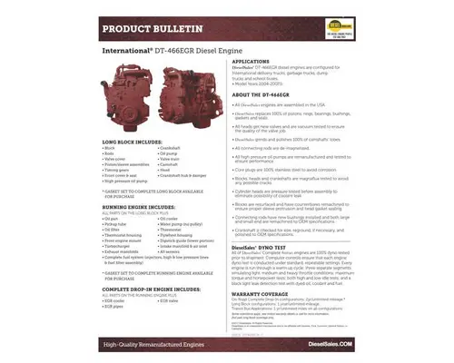 International DT 466EGR Engine Assembly