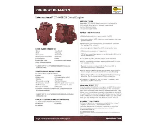 International DT 466EGR Engine Assembly