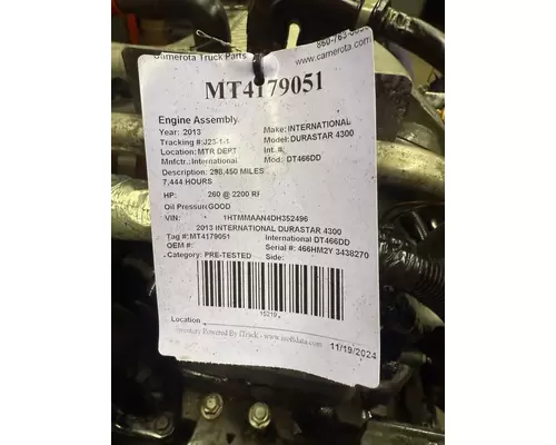 International DT466DD Engine Assembly