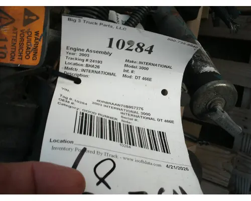 Engine Assembly INTERNATIONAL DT 466E Big 3 Truck Parts, LLC