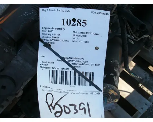 Engine Assembly INTERNATIONAL DT 466E Big 3 Truck Parts, LLC