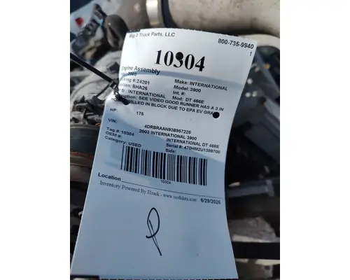 Engine Assembly INTERNATIONAL DT 466E Big 3 Truck Parts, LLC