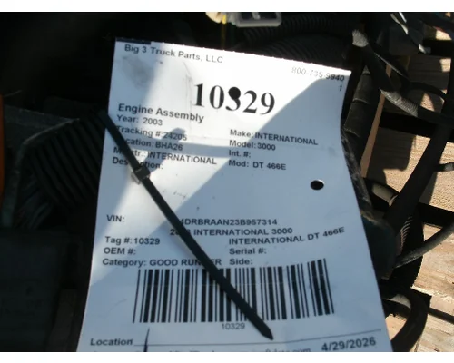 Engine Assembly INTERNATIONAL DT 466E Big 3 Truck Parts, LLC