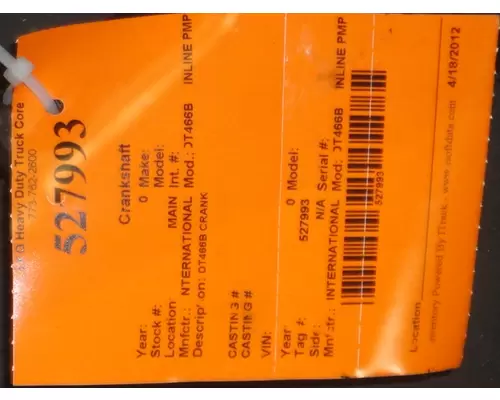 Crankshaft INTERNATIONAL DT-DTA466B INLINE PMP LKQ Heavy Duty Core