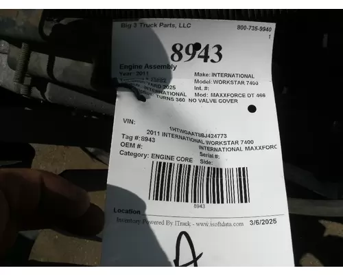 Engine Assembly INTERNATIONAL MAXXFORCE DT 466 Big 3 Truck Parts, LLC