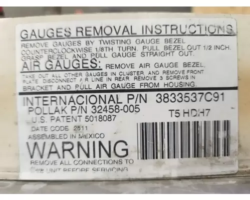International PayStar 5900i Instrument Cluster