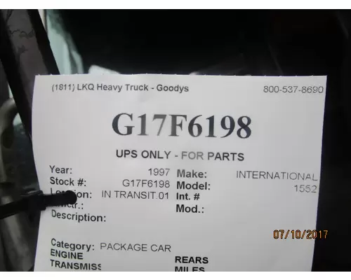 Fender Extension INTERNATIONAL PROSTAR 122 LKQ Heavy Truck - Goodys