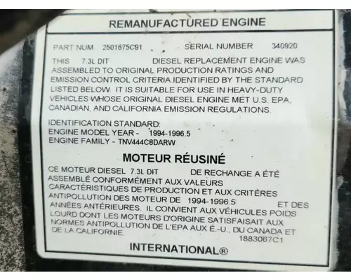 International T444 Engine Assembly