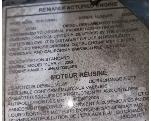 International VT365 Engine Assembly
