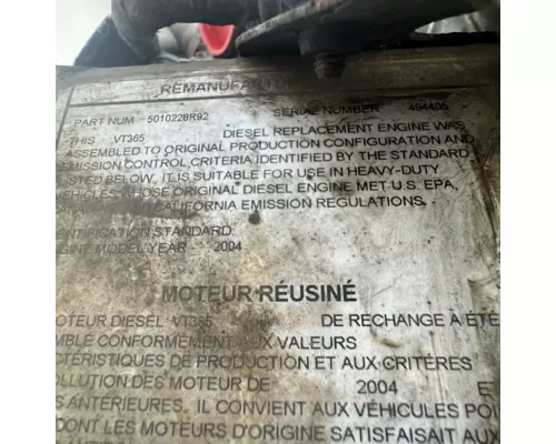 International VT365 Engine Assembly