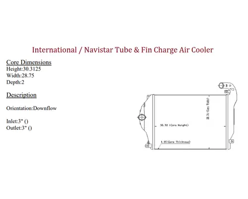 Charge Air Cooler (ATAAC) INTERNATIONAL WorkStar 7300 Frontier Truck Parts