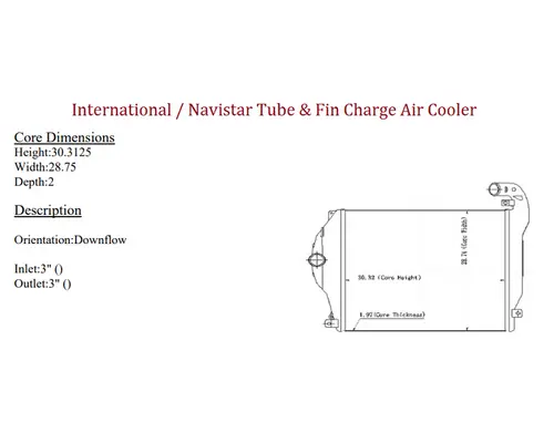 Charge Air Cooler (ATAAC) INTERNATIONAL WorkStar 7300 Frontier Truck Parts