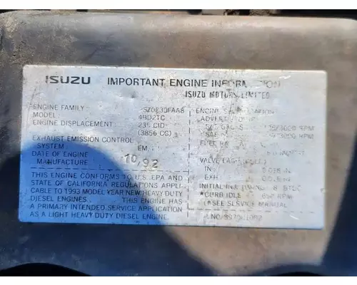 Isuzu 4BD2TC Engine Assembly