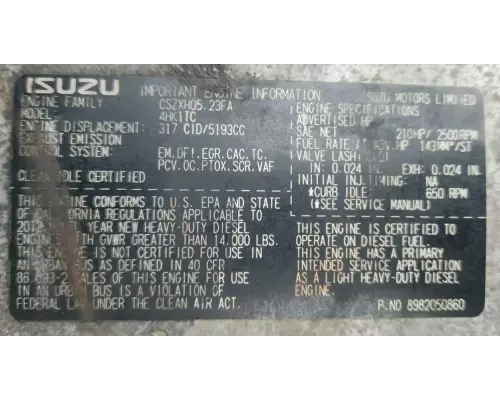 Isuzu 4HK1-TC Engine Assembly