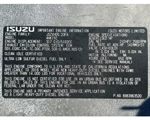 Isuzu 4HK1-TC Engine Assembly