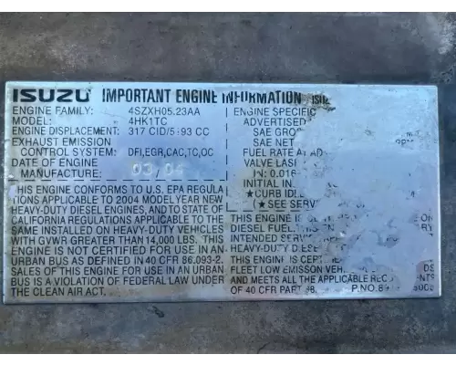 Isuzu 4HK1-TC Engine Assembly