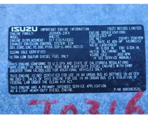 Isuzu 4HK1-TC Engine Assembly
