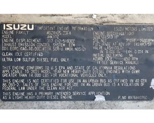Isuzu 4HK1-TC Engine Assembly