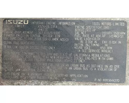 Isuzu 4HK1TC Engine Assembly