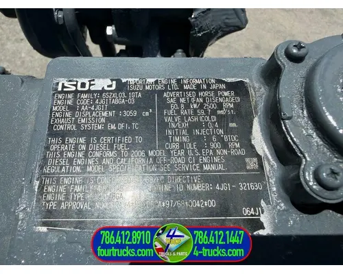 Isuzu 4JG1T Engine Assembly