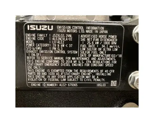 Isuzu 4LE2 Engine Assembly