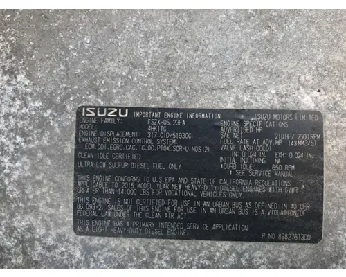 Engine Assembly Isuzu 4HK1-TC Complete Recycling Group LLC