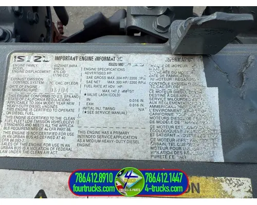 Isuzu 6BG1XN Engine Assembly