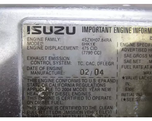 Isuzu 6HK1 Valve Cover