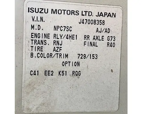 Axle Housing (Rear) Isuzu G-73 Complete Recycling Group LLC