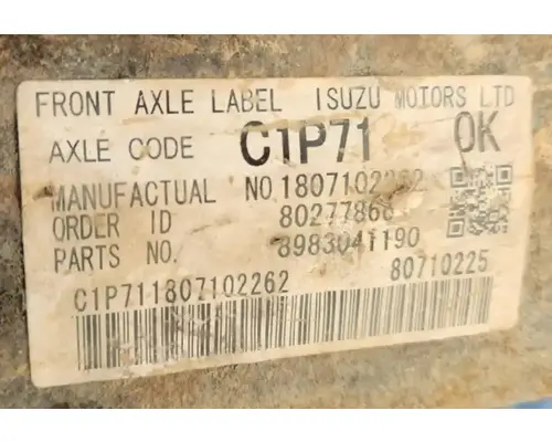Isuzu NRR Axle Assy, Fr (4WD)