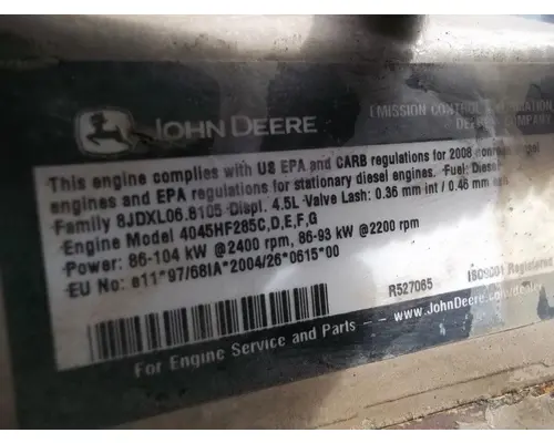 JOHN DEERE 4045HF285 ENGINE ASSEMBLY