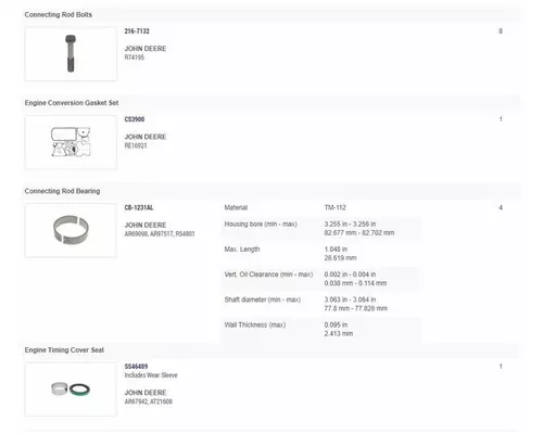 JOHN DEERE 4045T Engine Reman Kit