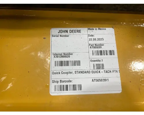 John Deere 312GR Equip Quick Coupler