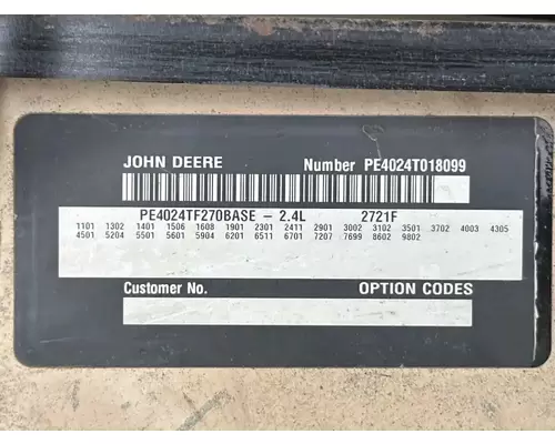 John Deere 4024TF270C Engine Assembly